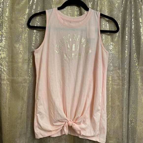 Abercrombie & Fitch Light Pink Gold Logo Knitted Tank Top, Girls XL NWT - Picture 1 of 7